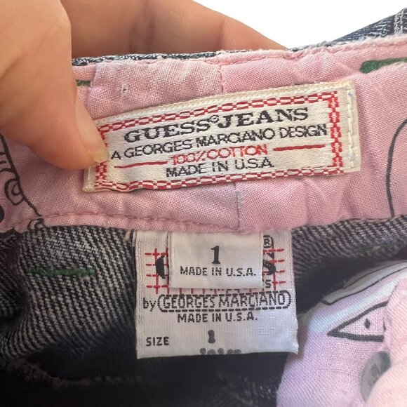 Vintage 90s Guess Acid Wash high Rise Patchwork Straight Leg Jeans 1 - Picture 4 of 10